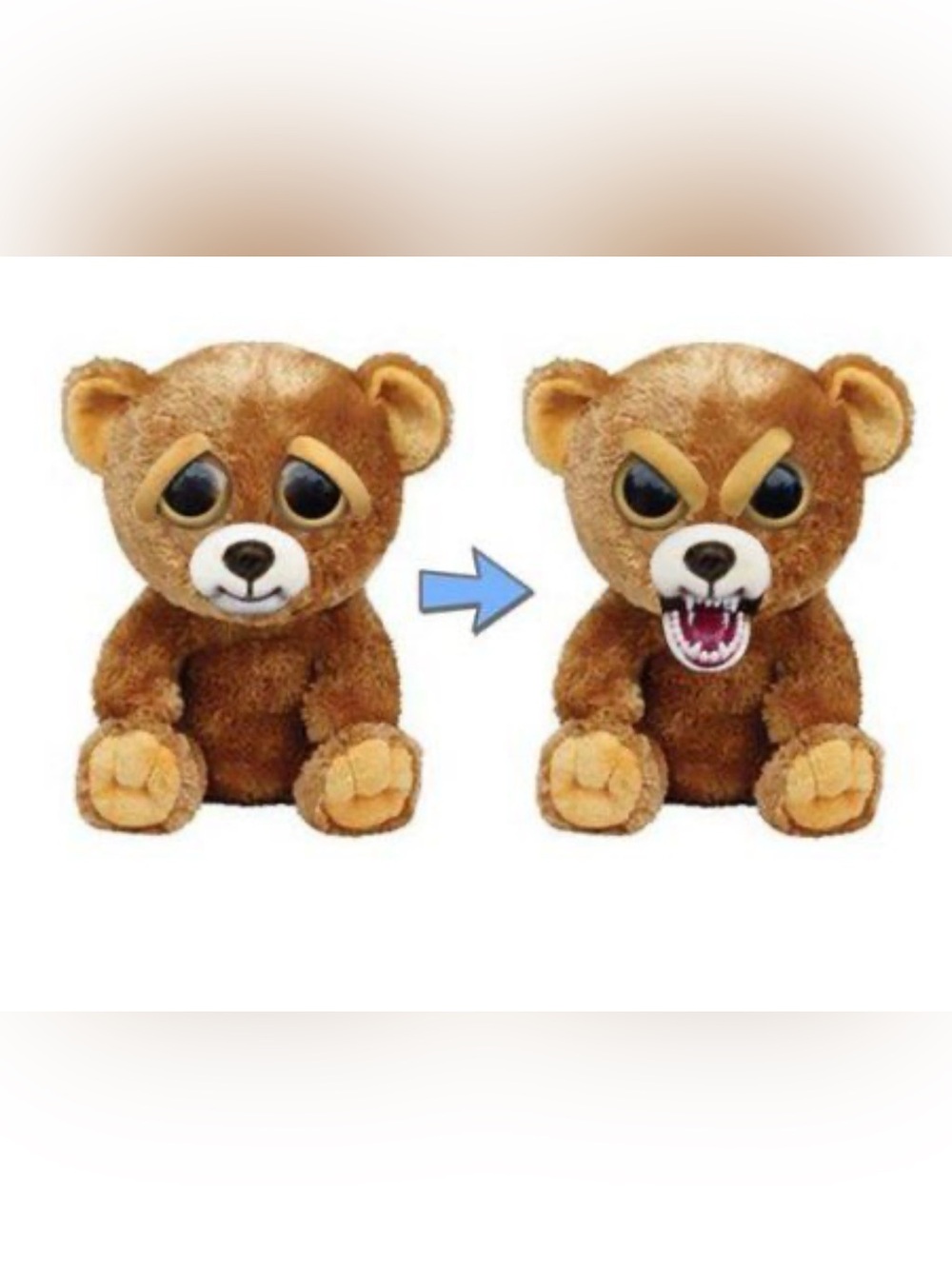 $3 Brown Surprise Transforming Bear Plush Toy - Animated Expression Change $3